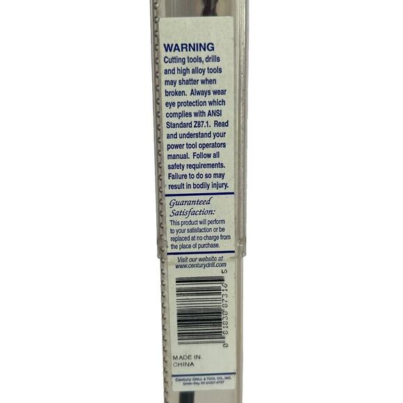 CENTURY Slow Spiral Masonry Drill Bit Carbide Tipped 1/4"x 10-1/2" x 12" 87316 - Picture 3 of 3